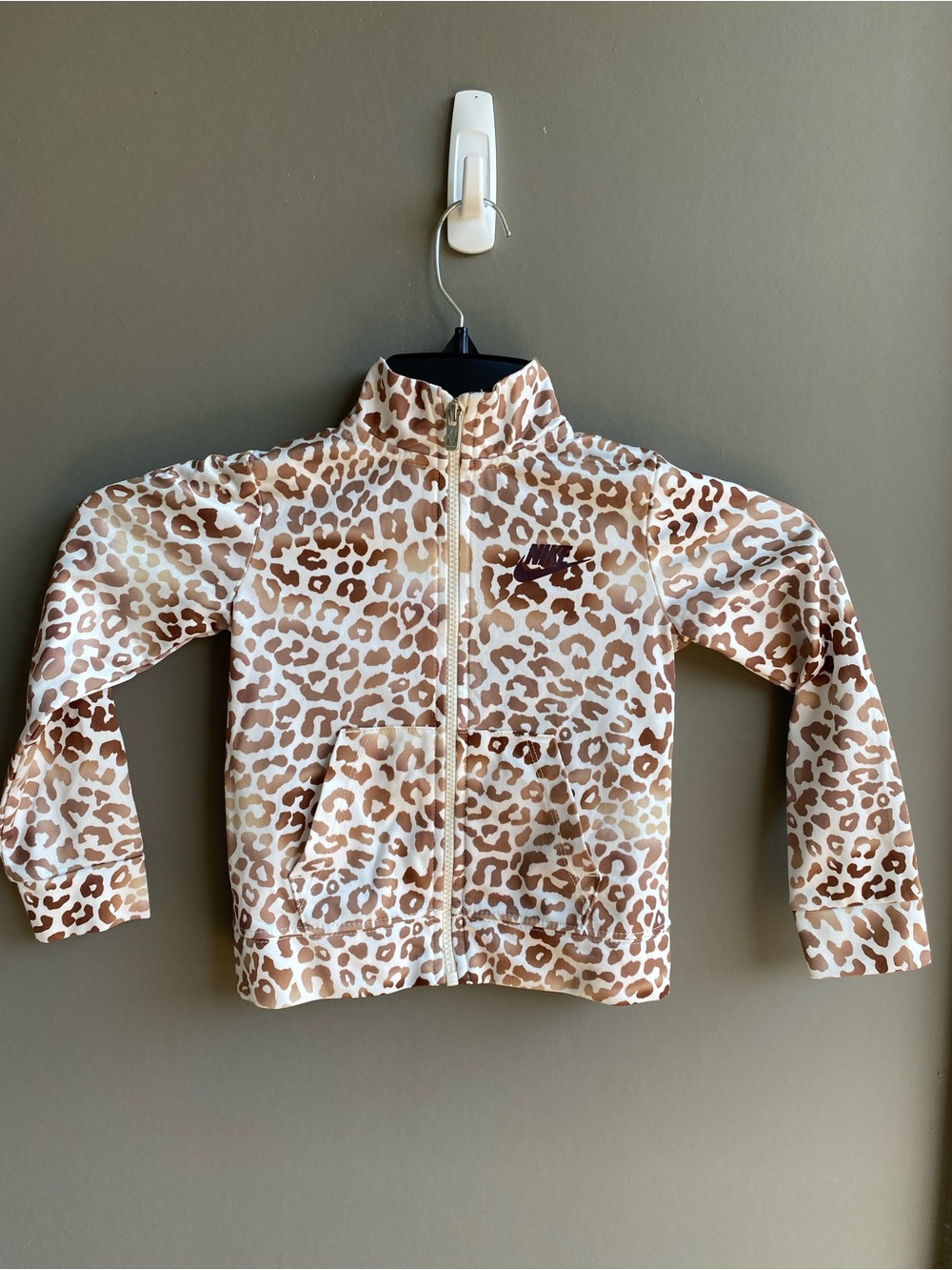 Nike Girls' Leopard Print Zip Jacket - Brown & Cream Size 4T